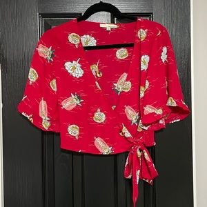 Red Chiffon Crop Top